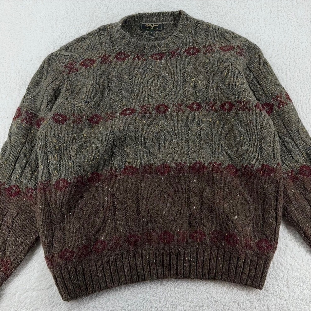 vintage BOBBY JONES COLLECTION CHUNKY 3D CABLE-KNIT SWEATER‎ LARGE golf
